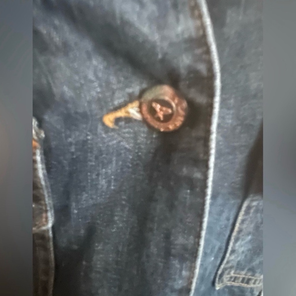 Vintage Rampage Dark blue wash  Denim maxi jacket. Brass logo buttons.medium - Picture 10 of 15